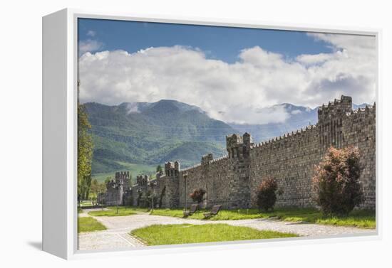 Azerbaijan, Ismayili. Old city walls and Caucasus Mountains-Walter Bibikow-Framed Premier Image Canvas