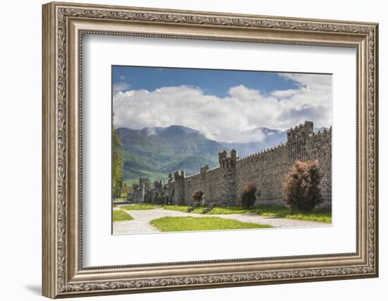 Azerbaijan, Ismayili. Old city walls and Caucasus Mountains-Walter Bibikow-Framed Photographic Print