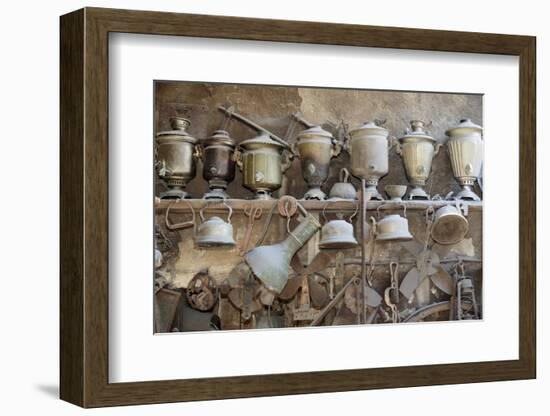 Azerbaijan, Lahic. A Collection of Antique Kettles and Pitchers-Alida Latham-Framed Photographic Print