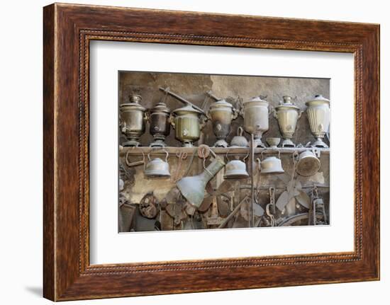 Azerbaijan, Lahic. A Collection of Antique Kettles and Pitchers-Alida Latham-Framed Photographic Print