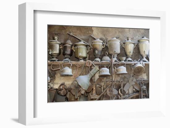 Azerbaijan, Lahic. A Collection of Antique Kettles and Pitchers-Alida Latham-Framed Photographic Print