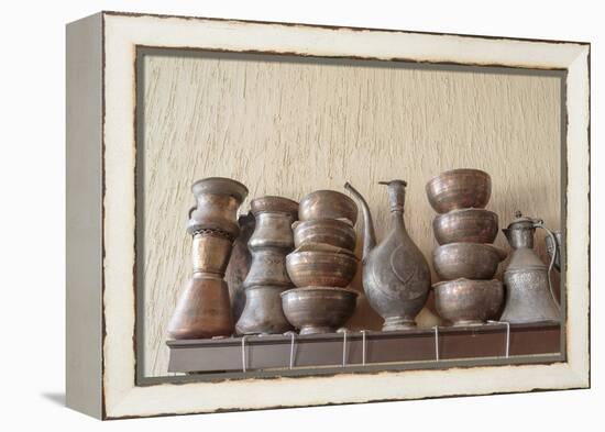 Azerbaijan, Lahic. A Collection of Engraved Bowls and Kettles-Alida Latham-Framed Premier Image Canvas