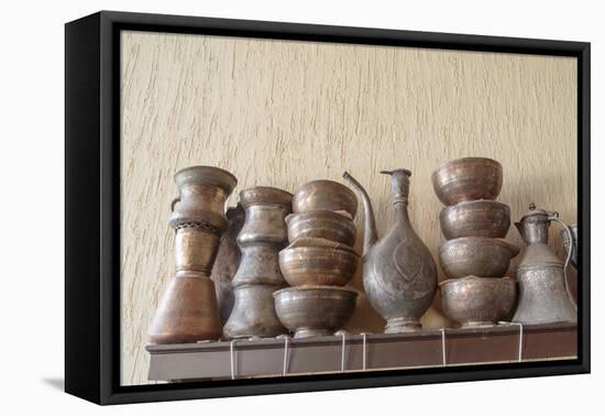 Azerbaijan, Lahic. A Collection of Engraved Bowls and Kettles-Alida Latham-Framed Premier Image Canvas