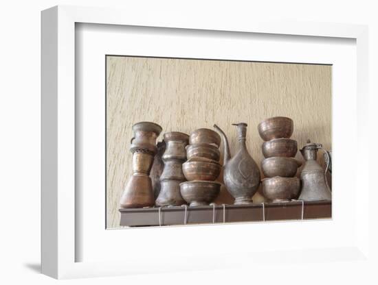 Azerbaijan, Lahic. A Collection of Engraved Bowls and Kettles-Alida Latham-Framed Photographic Print