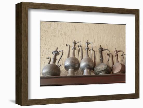 Azerbaijan, Lahic. A Collection of Engraved Kettles-Alida Latham-Framed Photographic Print