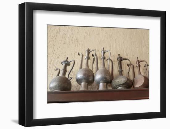 Azerbaijan, Lahic. A Collection of Engraved Kettles-Alida Latham-Framed Photographic Print