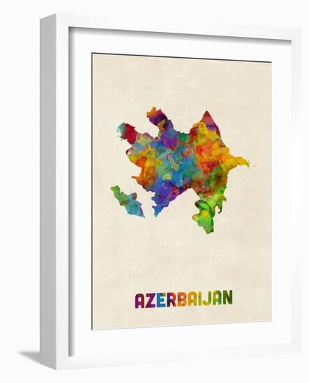 Azerbaijan Watercolor Map-Michael Tompsett-Framed Art Print