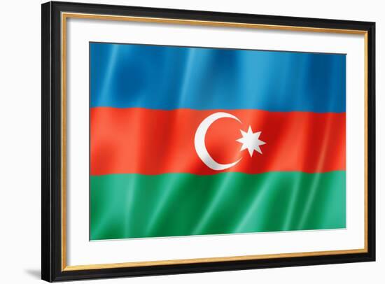 Azerbaijani Flag-daboost-Framed Art Print