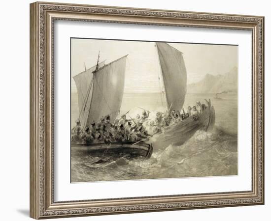 Azov Cossacks Boarding a Turkish Corsair Full of Cherkessk Women on the Coast of the Black Sea-Grigori Grigorevich Gagarin-Framed Giclee Print