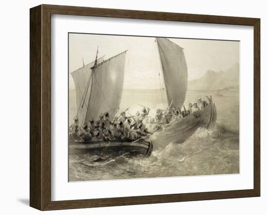 Azov Cossacks Boarding a Turkish Corsair Full of Cherkessk Women on the Coast of the Black Sea-Grigori Grigorevich Gagarin-Framed Giclee Print