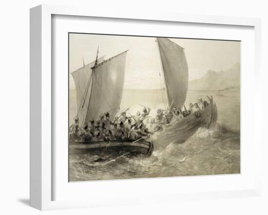 Azov Cossacks Boarding a Turkish Corsair Full of Cherkessk Women on the Coast of the Black Sea-Grigori Grigorevich Gagarin-Framed Giclee Print