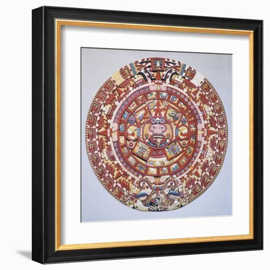 Aztec Calendar (1479), also Named "Piedra Del Sol" (Solar Stone) or "Tonalpohualli"-null-Framed Art Print