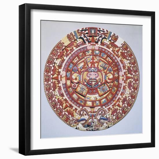 Aztec Calendar (1479), also Named "Piedra Del Sol" (Solar Stone) or "Tonalpohualli"-null-Framed Art Print