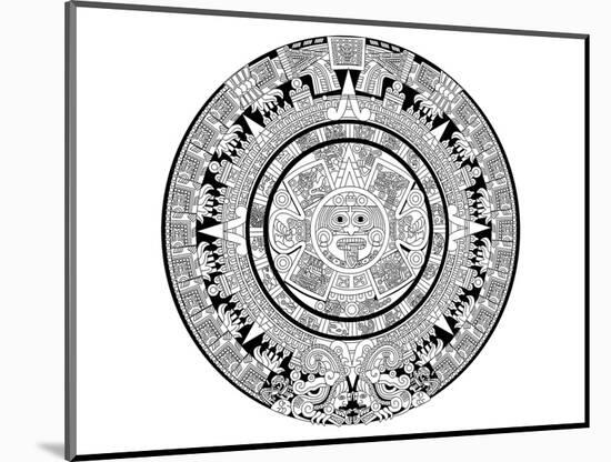 Aztec Calendar Coloring Art-null-Mounted Coloring Poster