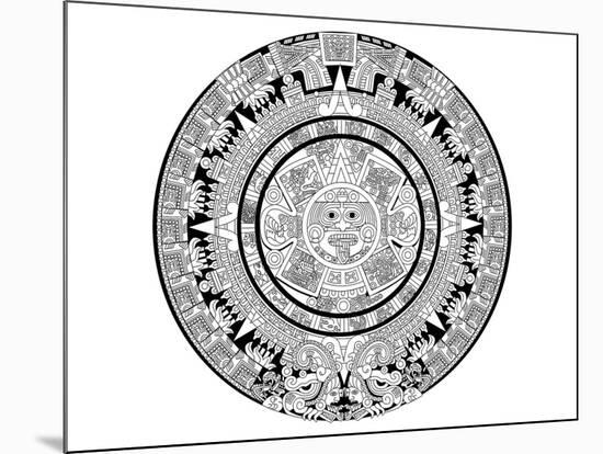 Aztec Calendar Coloring Art-null-Mounted Coloring Poster