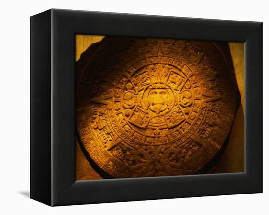 Aztec Carved Calendar Stone-Randy Faris-Framed Premier Image Canvas