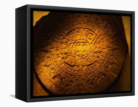 Aztec Carved Calendar Stone-Randy Faris-Framed Premier Image Canvas