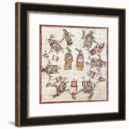 Aztec Dancing to the Rhythm of Drums Taken from the History of the Indies-null-Framed Giclee Print