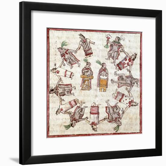 Aztec Dancing to the Rhythm of Drums Taken from the History of the Indies-null-Framed Giclee Print