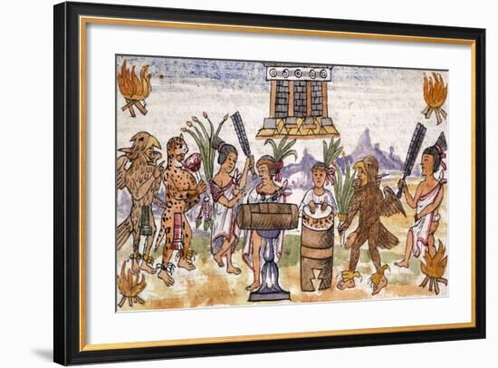 Aztec Feast in an Illustration Taken from the History of the Indies-null-Framed Giclee Print