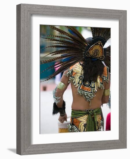 Aztec Indian Dancer, El Pueblo de Los Angeles, Los Angeles, California, USA-Walter Bibikow-Framed Photographic Print