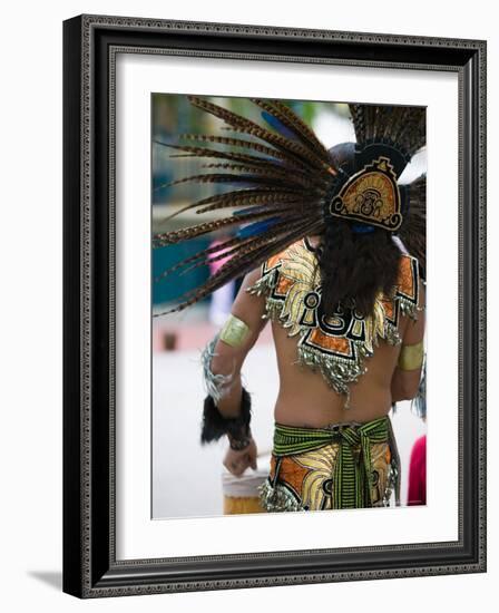 Aztec Indian Dancer, El Pueblo de Los Angeles, Los Angeles, California, USA-Walter Bibikow-Framed Photographic Print