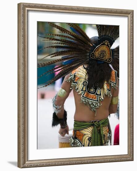 Aztec Indian Dancer, El Pueblo de Los Angeles, Los Angeles, California, USA-Walter Bibikow-Framed Photographic Print