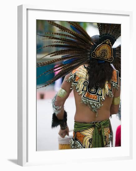 Aztec Indian Dancer, El Pueblo de Los Angeles, Los Angeles, California, USA-Walter Bibikow-Framed Photographic Print