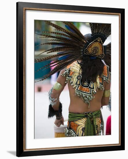 Aztec Indian Dancer, El Pueblo de Los Angeles, Los Angeles, California, USA-Walter Bibikow-Framed Photographic Print