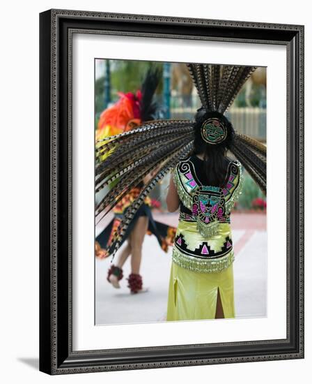 Aztec Indian Dancer, El Pueblo de Los Angeles, Los Angeles, California, USA-Walter Bibikow-Framed Photographic Print