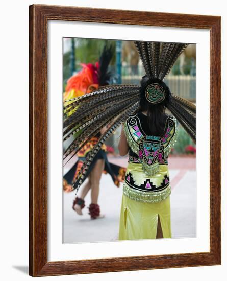 Aztec Indian Dancer, El Pueblo de Los Angeles, Los Angeles, California, USA-Walter Bibikow-Framed Photographic Print