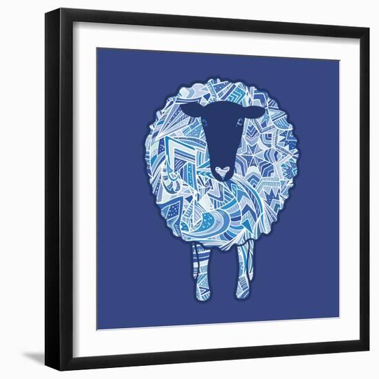 Aztec Ornament Sheep-kisika-Framed Art Print