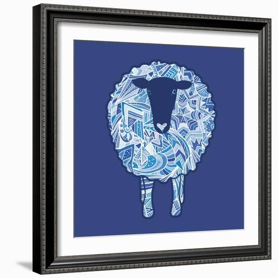 Aztec Ornament Sheep-kisika-Framed Art Print