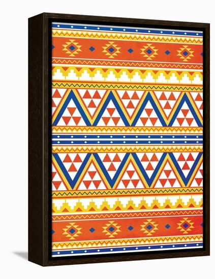 Aztec Pattern Colors-Jace Grey-Framed Stretched Canvas