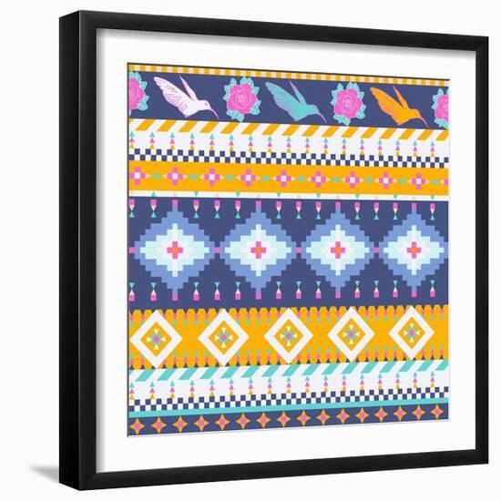 Aztec Pattern-tomuato-Framed Art Print