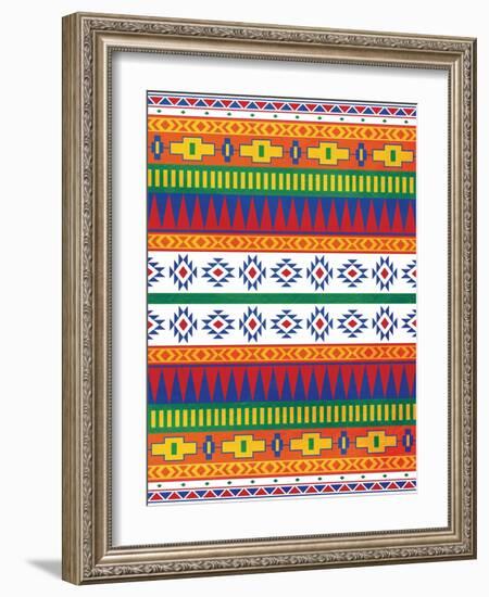 Aztec Patterned Mate Colors-Jace Grey-Framed Art Print