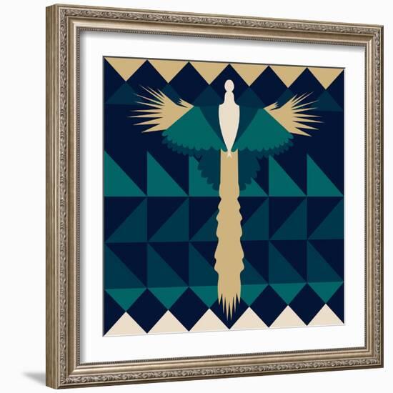 Aztec Peacock-Claire Huntley-Framed Giclee Print