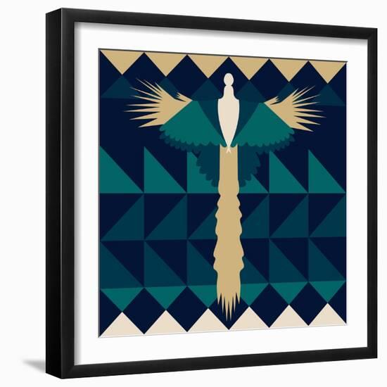 Aztec Peacock-Claire Huntley-Framed Giclee Print