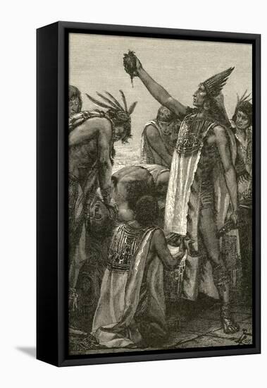 Aztec Priest Holding Heart from Human Sacrifice, 1892-null-Framed Premier Image Canvas