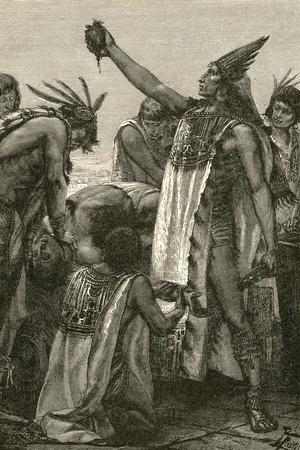 Aztec Priest Holding Heart from Human Sacrifice, 1892' Giclee Print |  Art.com