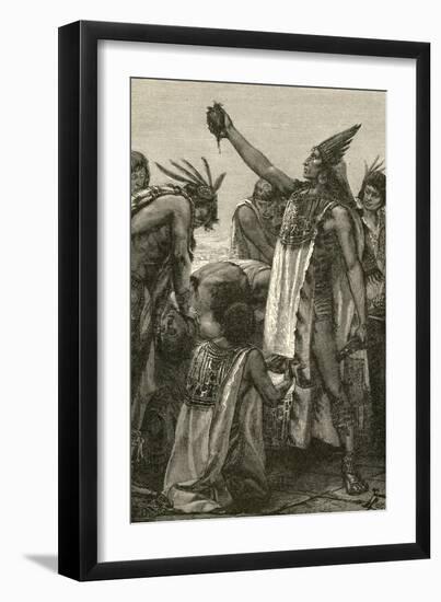 Aztec Priest Holding Heart from Human Sacrifice, 1892-null-Framed Giclee Print