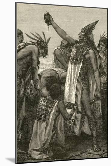 Aztec Priest Holding Heart from Human Sacrifice, 1892-null-Mounted Giclee Print