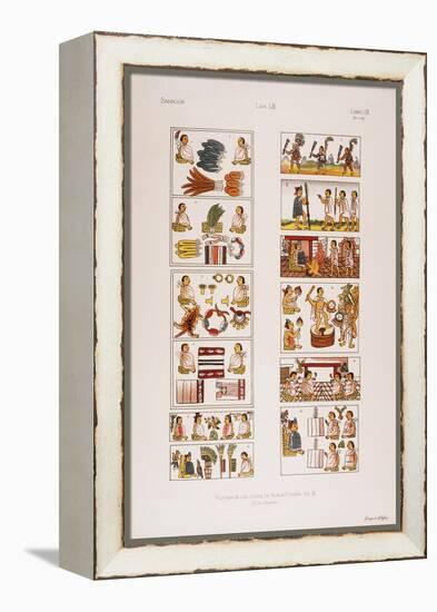 Aztec Scenes from Mexican manuscript known as the Florentine codex, c. 1570-null-Framed Premier Image Canvas