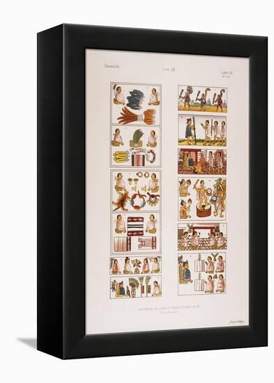 Aztec Scenes from Mexican manuscript known as the Florentine codex, c. 1570-null-Framed Premier Image Canvas