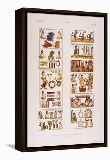 Aztec Scenes from Mexican manuscript known as the Florentine codex, c. 1570-null-Framed Premier Image Canvas