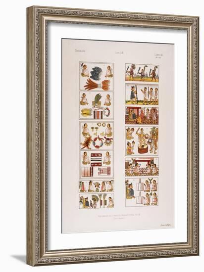 Aztec Scenes from Mexican manuscript known as the Florentine codex, c. 1570-null-Framed Giclee Print