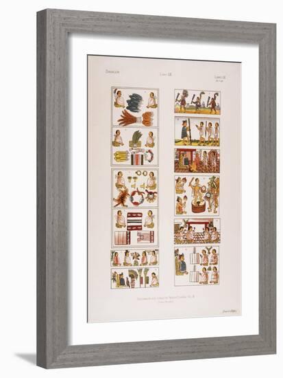 Aztec Scenes from Mexican manuscript known as the Florentine codex, c. 1570-null-Framed Giclee Print