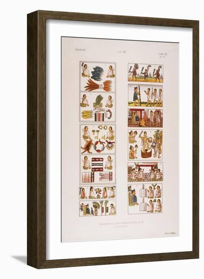 Aztec Scenes from Mexican manuscript known as the Florentine codex, c. 1570-null-Framed Giclee Print