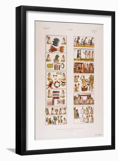 Aztec Scenes from Mexican manuscript known as the Florentine codex, c. 1570-null-Framed Giclee Print