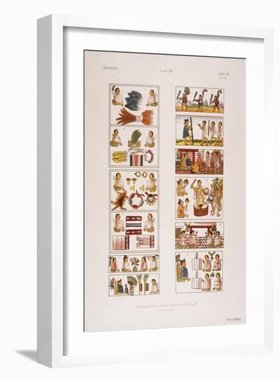 Aztec Scenes from Mexican manuscript known as the Florentine codex, c. 1570-null-Framed Giclee Print